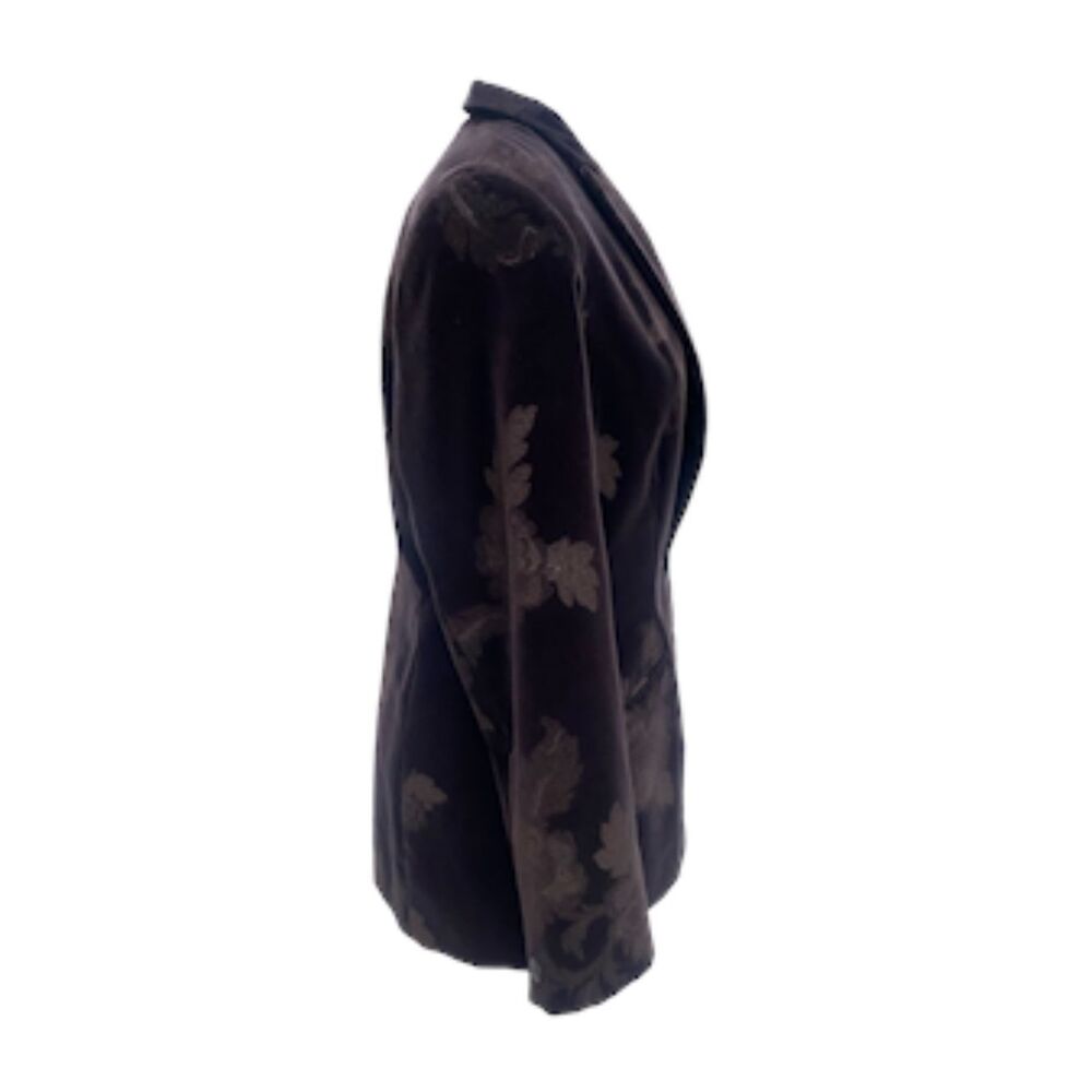 Bill Burns Signature Brown Velveteen 2-Piece Pantsuit w/Floral Design Sz. 10/12 - Picture 6 of 11